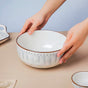 Dainty Patterned Serving Bowl 7.5 Inch 1200 ml - Bowl, ceramic bowl, serving bowls, noodle bowl, salad bowls, bowl for snacks, large serving bowl | Bowls for dining table & home decor