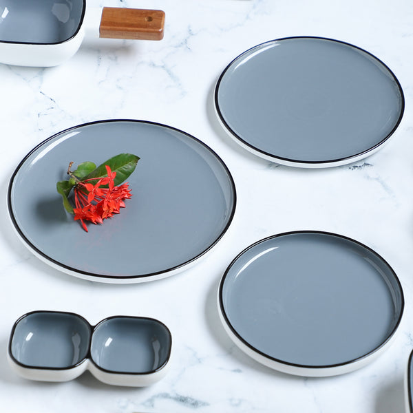 Grey 2 Part Bowl - Bowl, ceramic bowl, dip bowls, chutney bowl, dip bowls ceramic | Bowls for dining table & home decor 