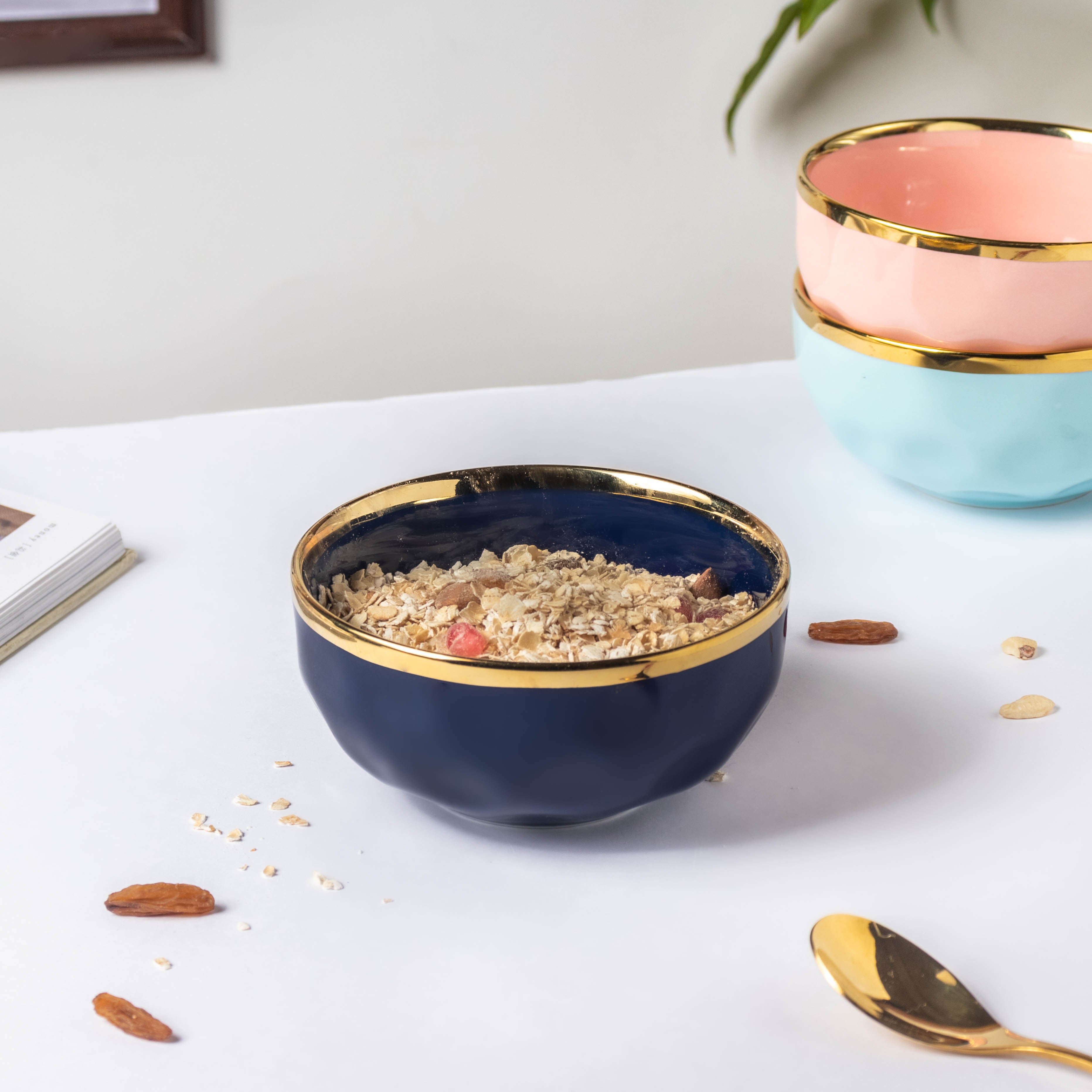 Blue And White Handcrafted Soup Bowl