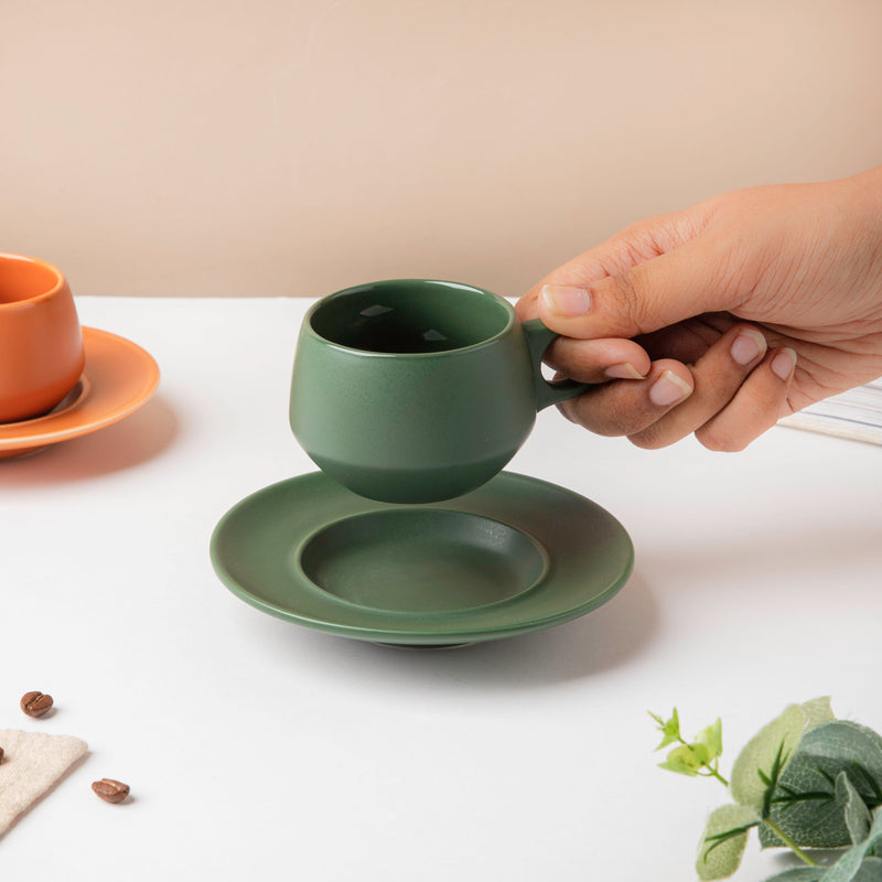 Sage Green Cup Set 100 ml- Tea cup, coffee cup, cup for tea | Cups and Mugs for Office Table & Home Decoration