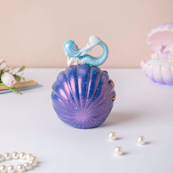 Starry Shell Mermaid Decor With Dark Blue