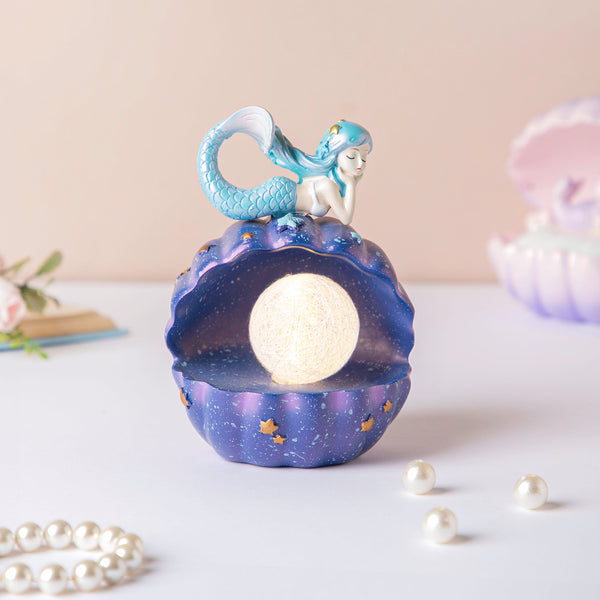 Starry Shell Mermaid Decor With Dark Blue