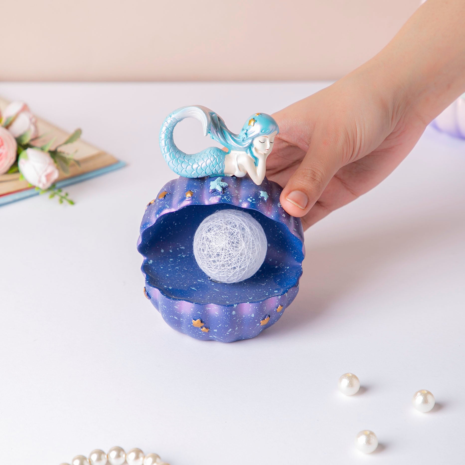 Starry Shell Mermaid Decor With Dark Blue Online - Premium Decor Object ...
