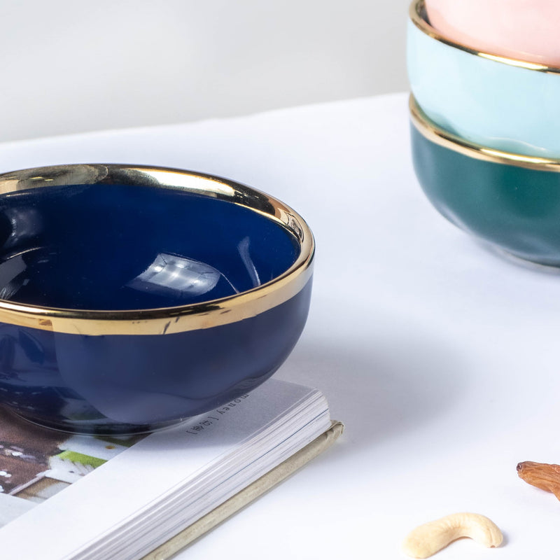 Midnight Blue Ceramic Dip Bowl - Bowl, ceramic bowl, dip bowls, chutney bowl, dip bowls ceramic | Bowls for dining table & home decor 