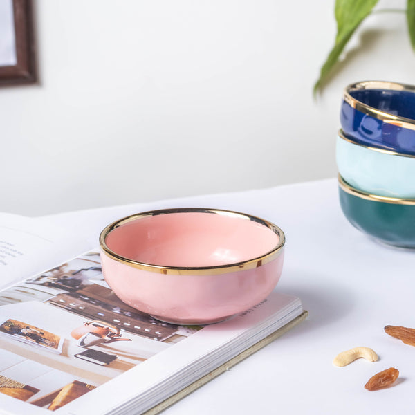 Think Pink Ceramic Dip Bowl - Bowl, ceramic bowl, dip bowls, chutney bowl, dip bowls ceramic | Bowls for dining table & home decor 