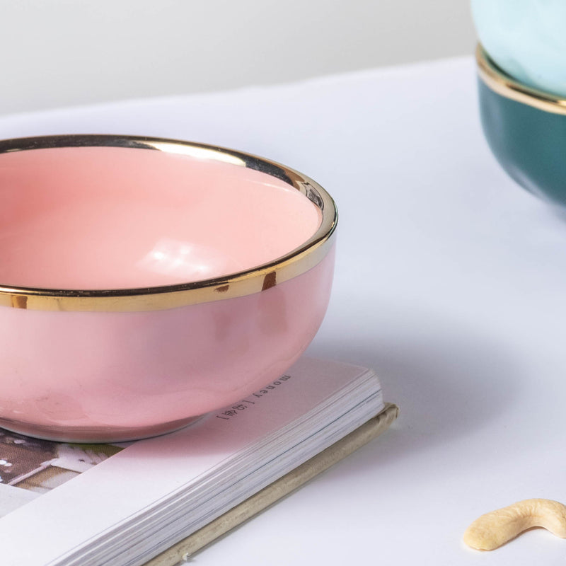 Think Pink Ceramic Dip Bowl - Bowl, ceramic bowl, dip bowls, chutney bowl, dip bowls ceramic | Bowls for dining table & home decor 