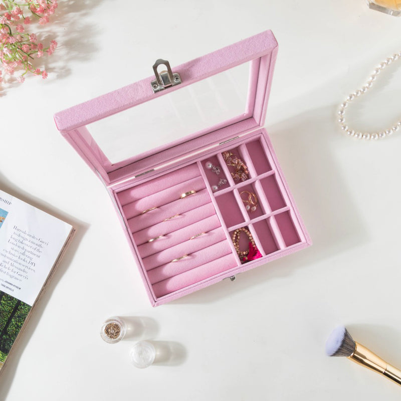 Sectioned Jewellery Box Pink