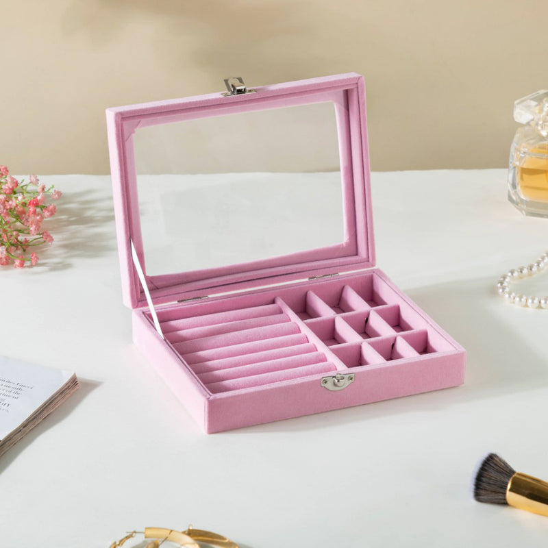 Sectioned Jewellery Box Pink