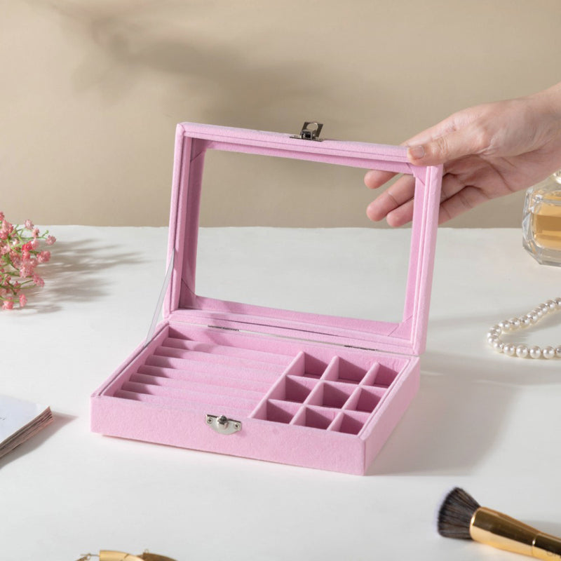 Sectioned Jewellery Box Pink
