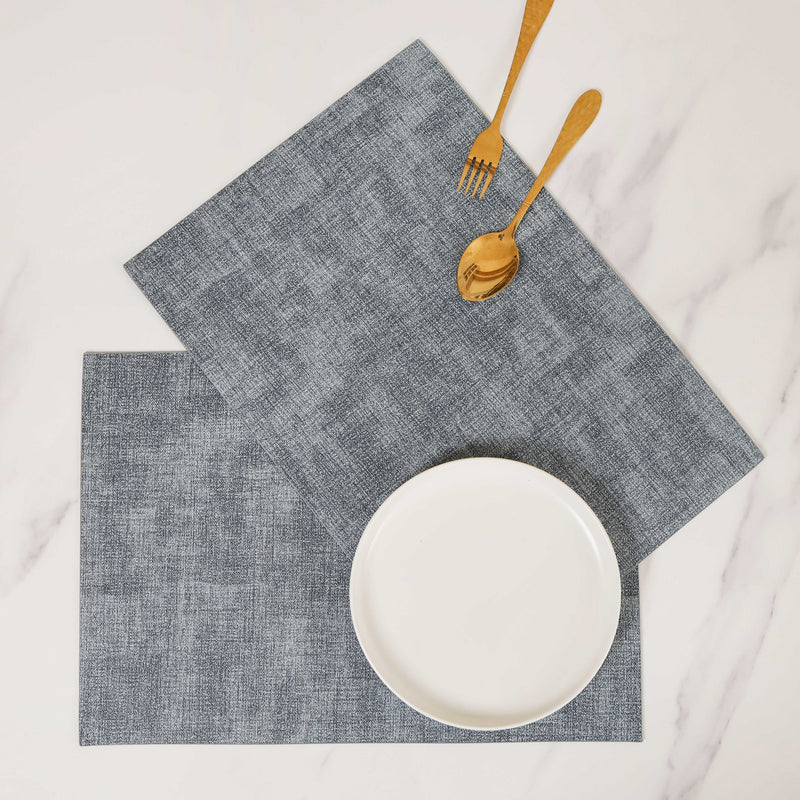 Blue-grey Leather Placemat Set of 2