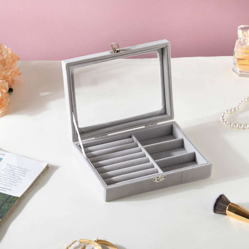 Sectioned Jewellery Box Grey