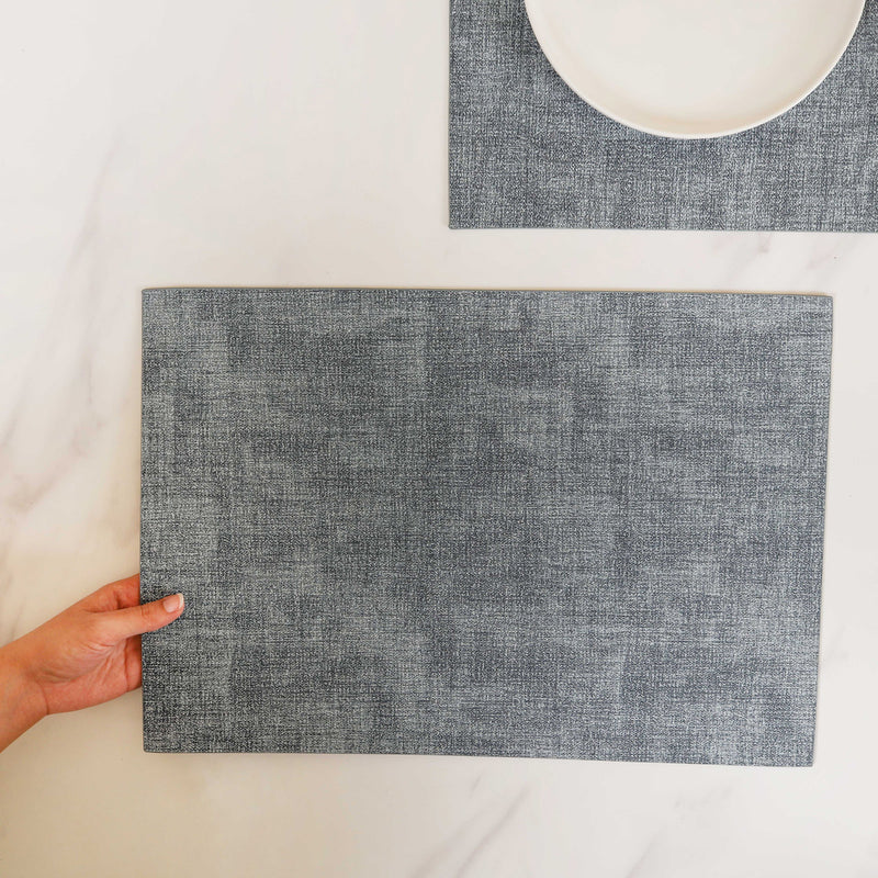 Blue-grey Leather Placemat Set of 2