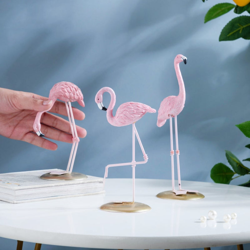 Flamingo Resin Decor Showpiece Pink Set Of 3 - Showpiece | Home decor item | Room decoration item