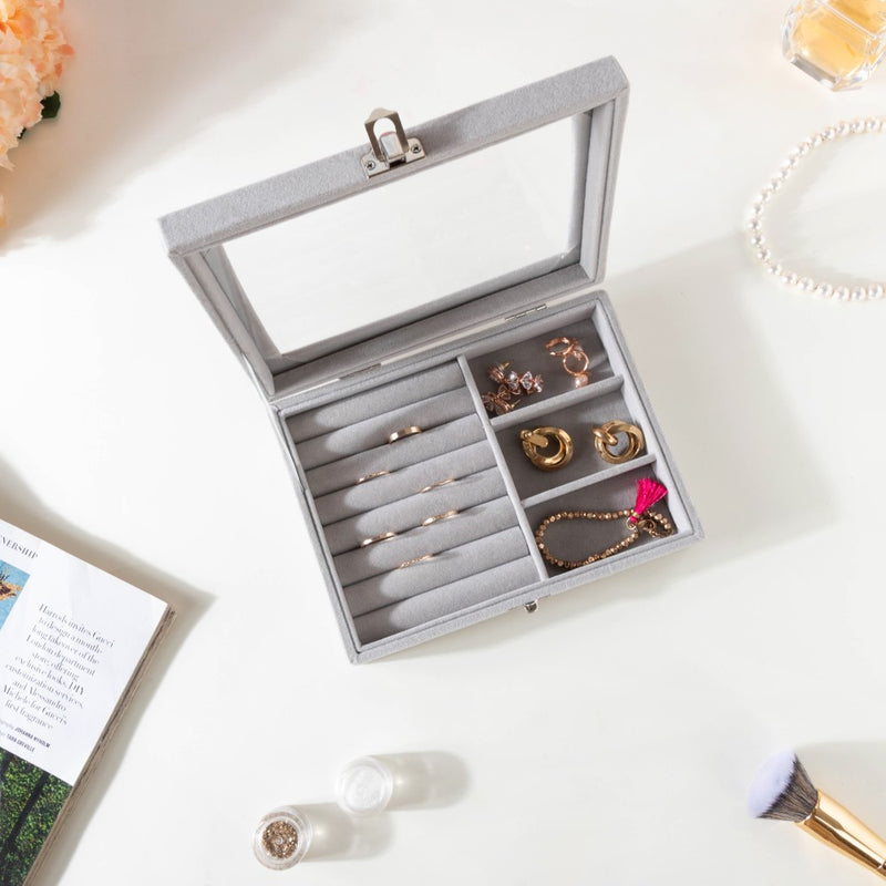 Sectioned Jewellery Box Grey