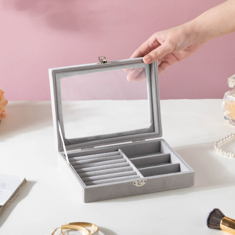 Sectioned Jewellery Box Grey