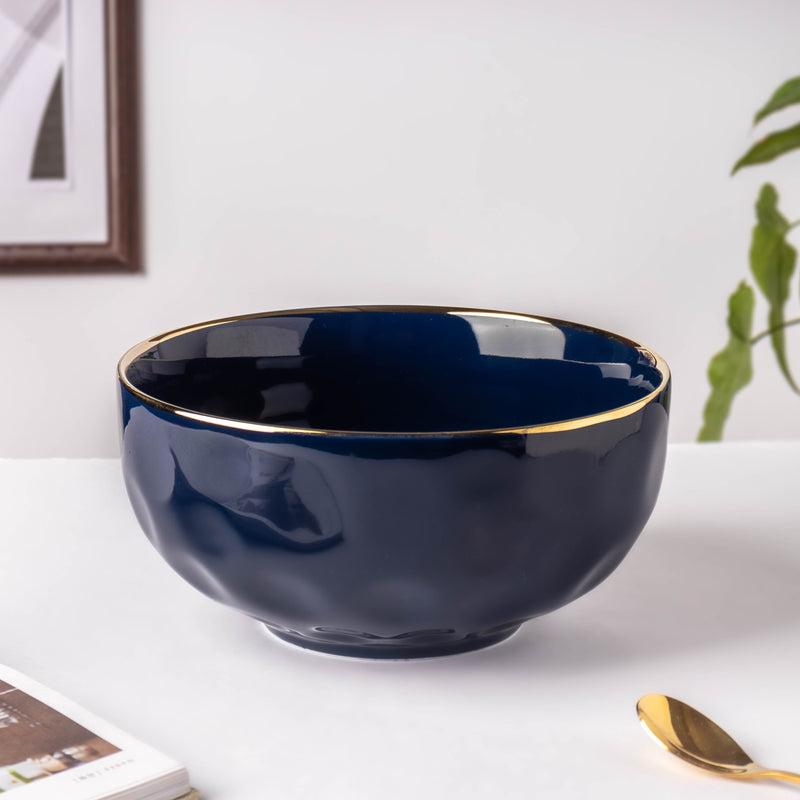Midnight Blue Serving Bowl 8 Inch - Bowl, ceramic bowl, serving bowls, noodle bowl, salad bowls, bowl for snacks, large serving bowl | Bowls for dining table & home decor