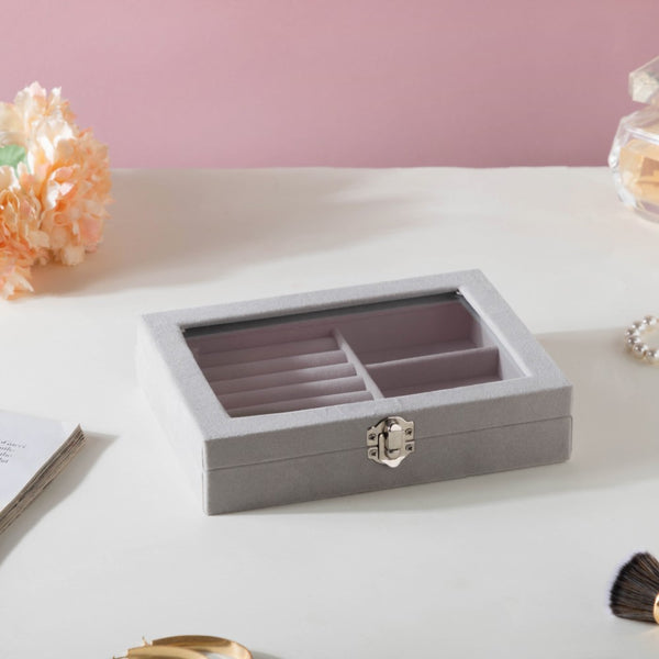 Sectioned Jewellery Box Grey