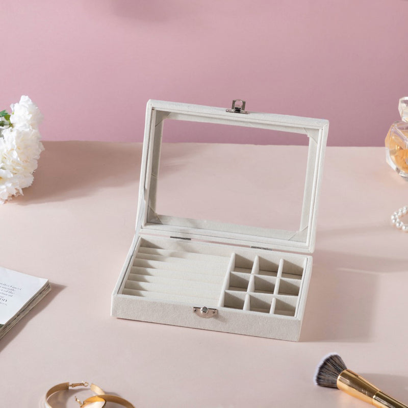 Sectioned Jewellery Box Cream