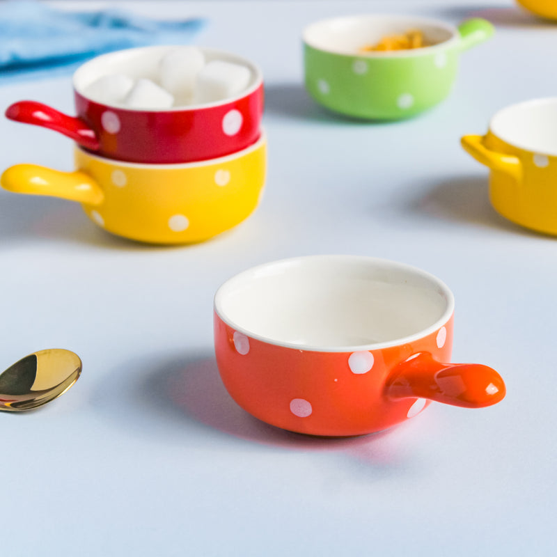 Dots Dip Bowl Set of 4 - Bowl, ceramic bowl, dip bowls, chutney bowl, dip bowls ceramic | Bowls for dining table & home decor 