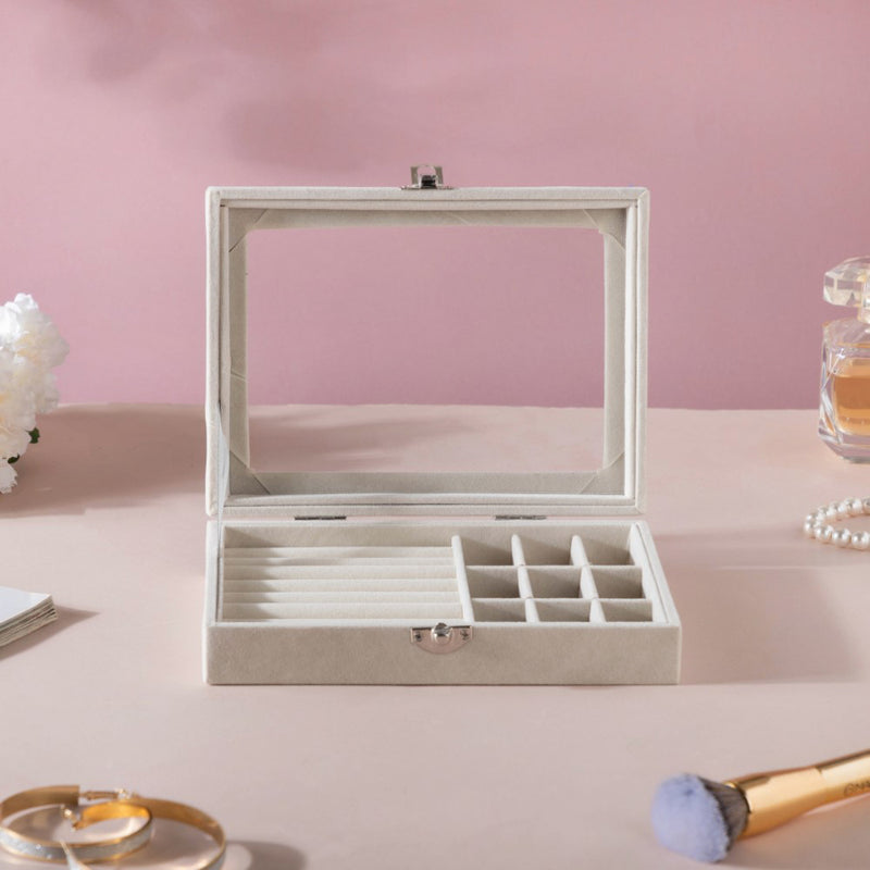 Sectioned Jewellery Box Cream