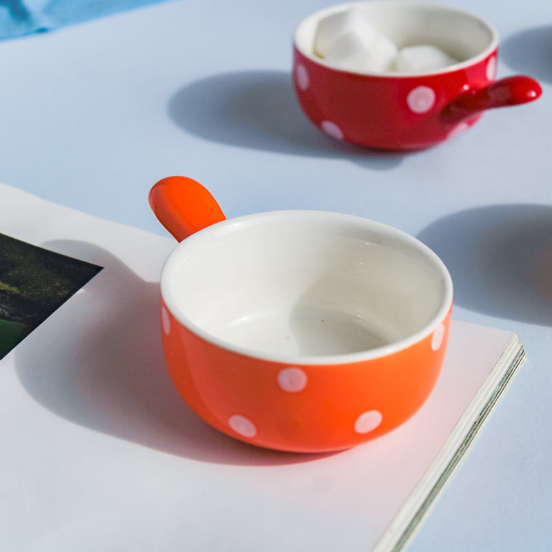 Dots Dip Bowl Set of 4 - Bowl, ceramic bowl, dip bowls, chutney bowl, dip bowls ceramic | Bowls for dining table & home decor 