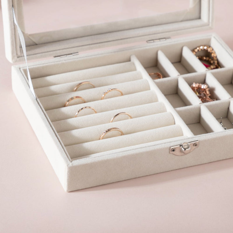 Sectioned Jewellery Box Cream