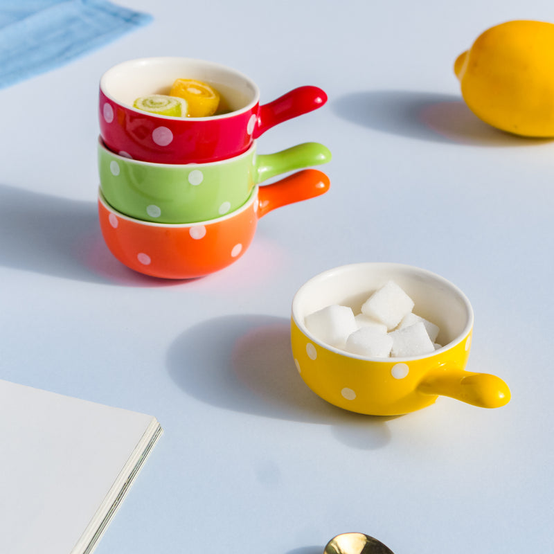 Dots Dip Bowl Set of 4 - Bowl, ceramic bowl, dip bowls, chutney bowl, dip bowls ceramic | Bowls for dining table & home decor 