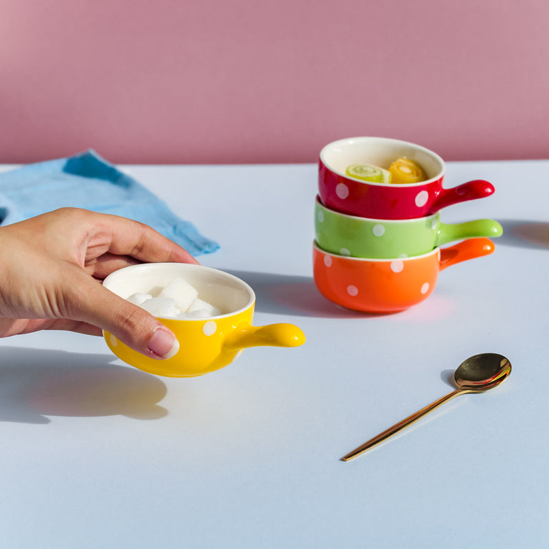 Dots Dip Bowl Set of 4 - Bowl, ceramic bowl, dip bowls, chutney bowl, dip bowls ceramic | Bowls for dining table & home decor 