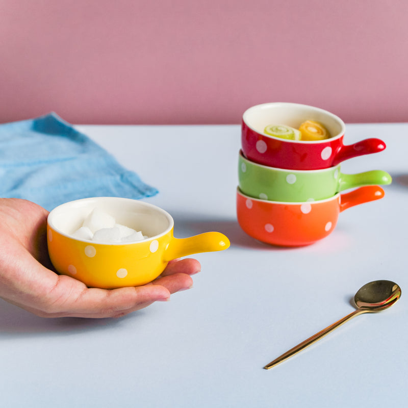 Dots Dip Bowl Set of 4 - Bowl, ceramic bowl, dip bowls, chutney bowl, dip bowls ceramic | Bowls for dining table & home decor 