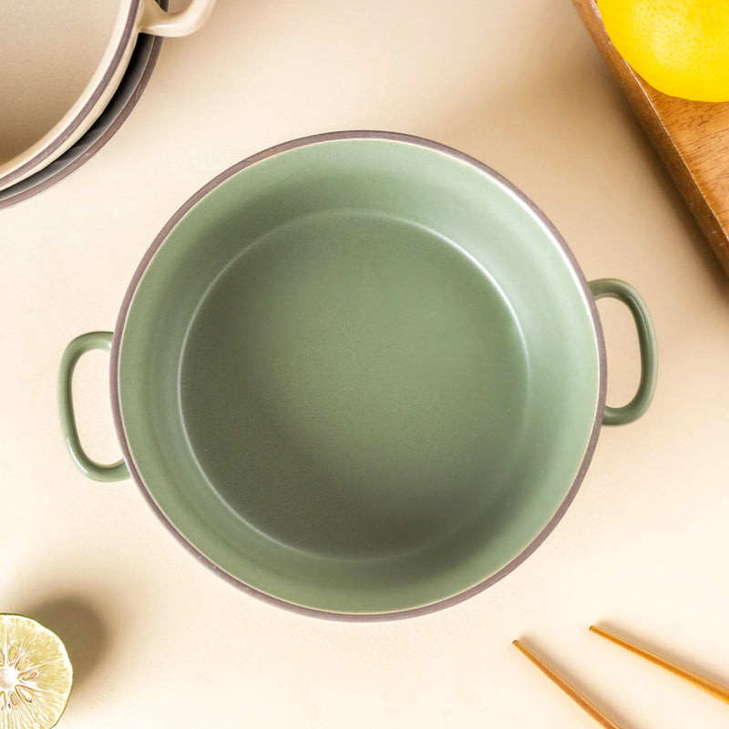 Fern Green Textured Noodle Bowl - Bowl, ceramic bowl, serving bowls, noodle bowl, salad bowls, bowl for snacks, large serving bowl, bowl with handle | Bowls for dining table & home decor