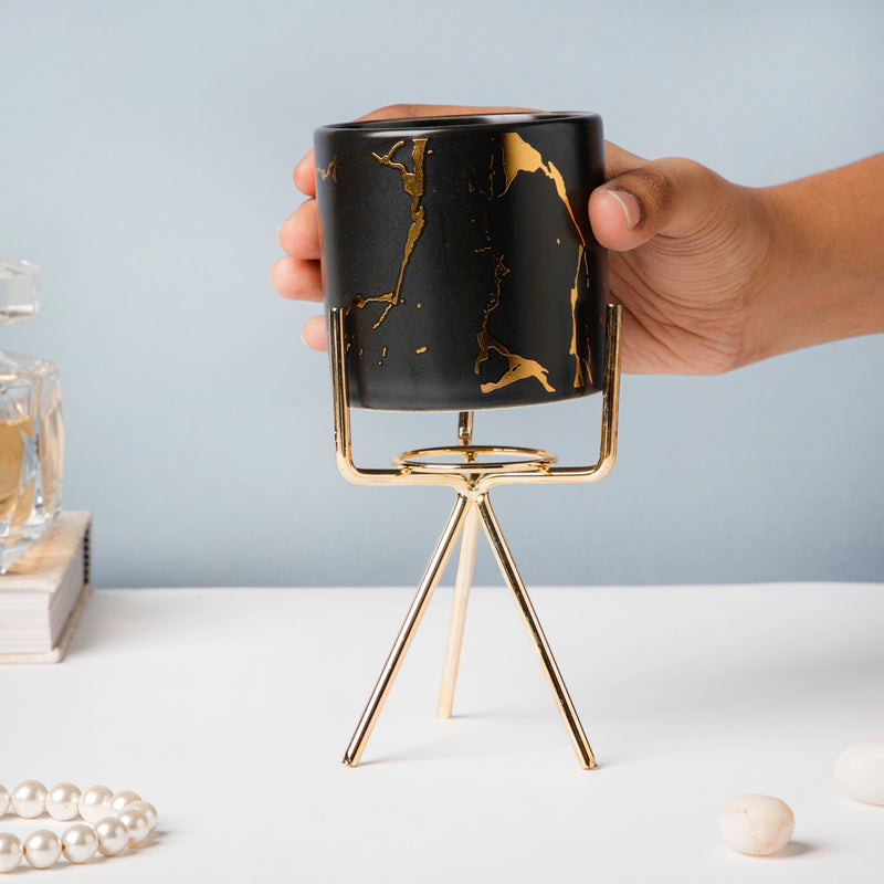 Cacti Frame Marble Ceramic Planter Black - Indoor planters and flower pots | Home decor items