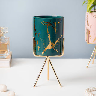 Auric Marble Green Planter with Stand Large