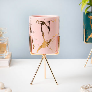 Auric Marble Pink Planter with Stand Large