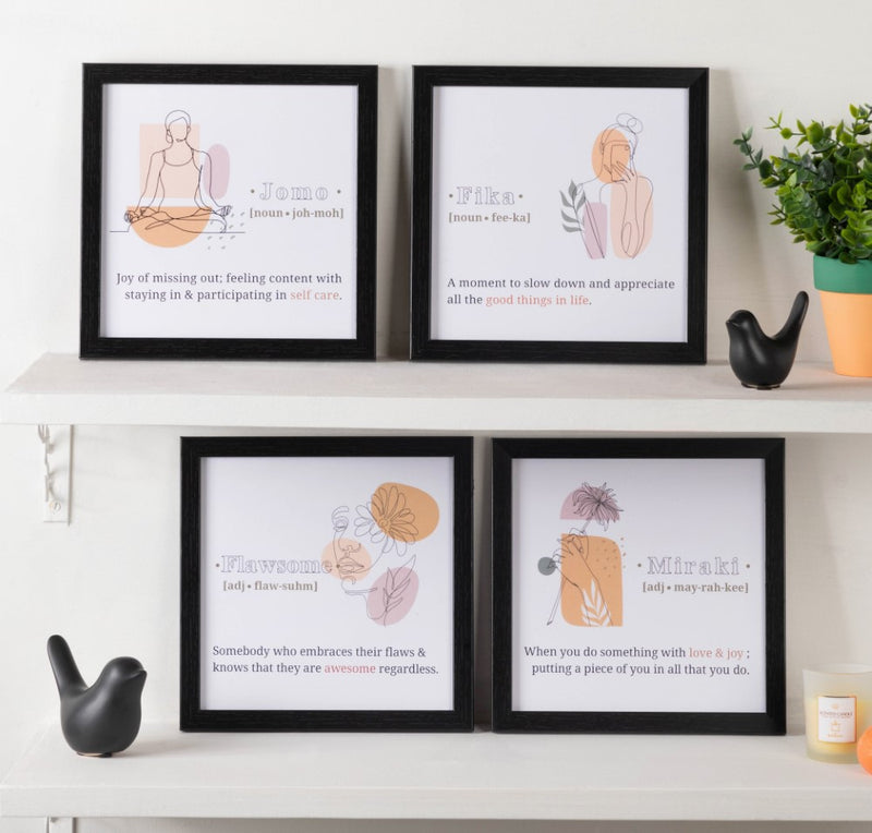 Notes To Self Framed Posters Set Of 4 9x9 Inch - Framed posters wall art for wall decoration, wall design | Room decoration items