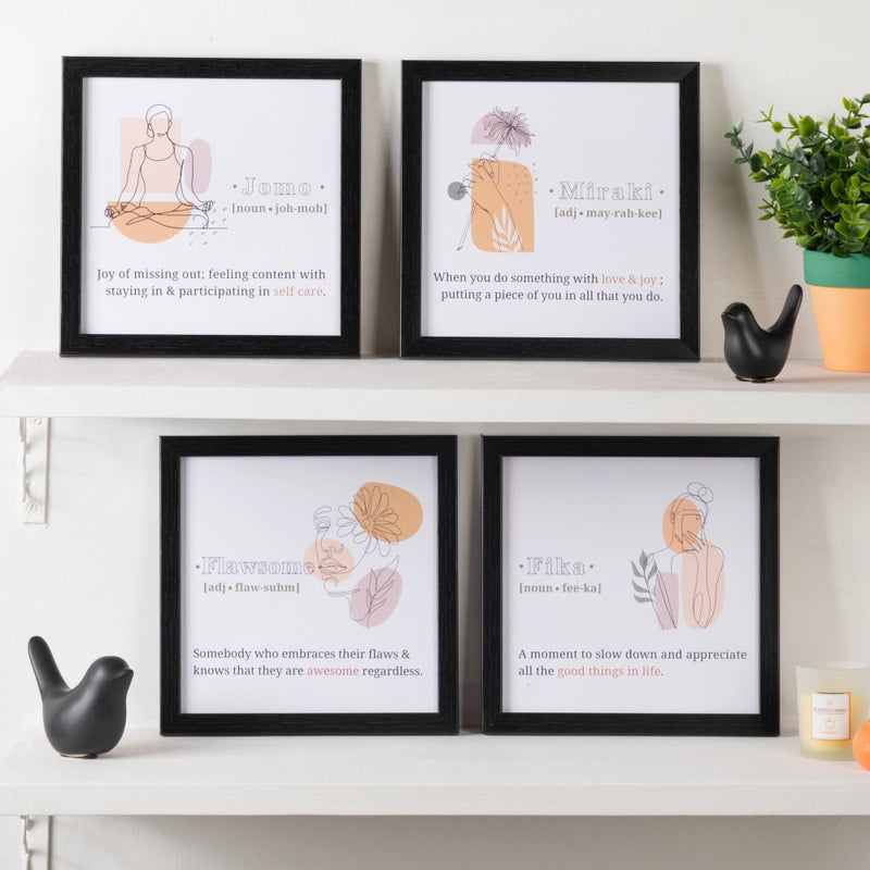 Notes To Self Framed Posters Set Of 4 9x9 Inch - Framed posters wall art for wall decoration, wall design | Room decoration items