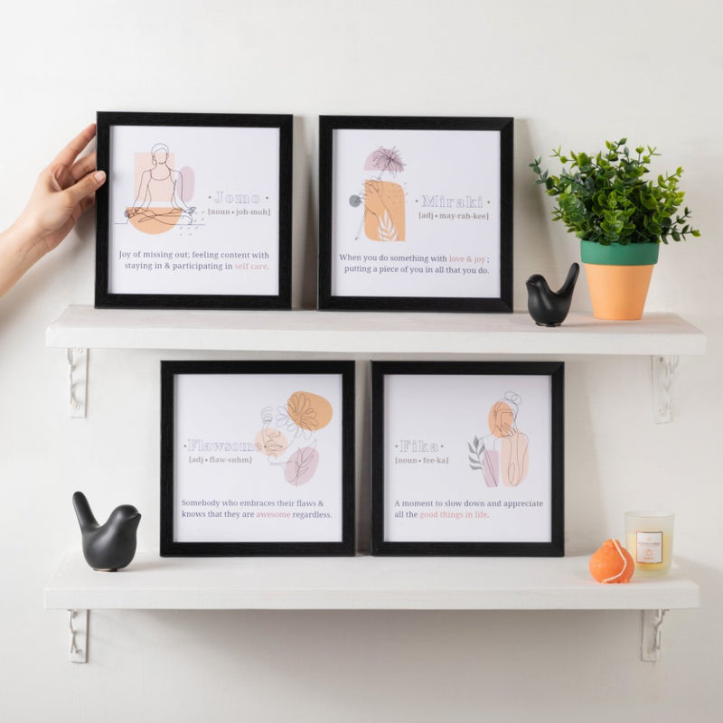 Notes To Self Framed Posters Set Of 4 9x9 Inch - Framed posters wall art for wall decoration, wall design | Room decoration items