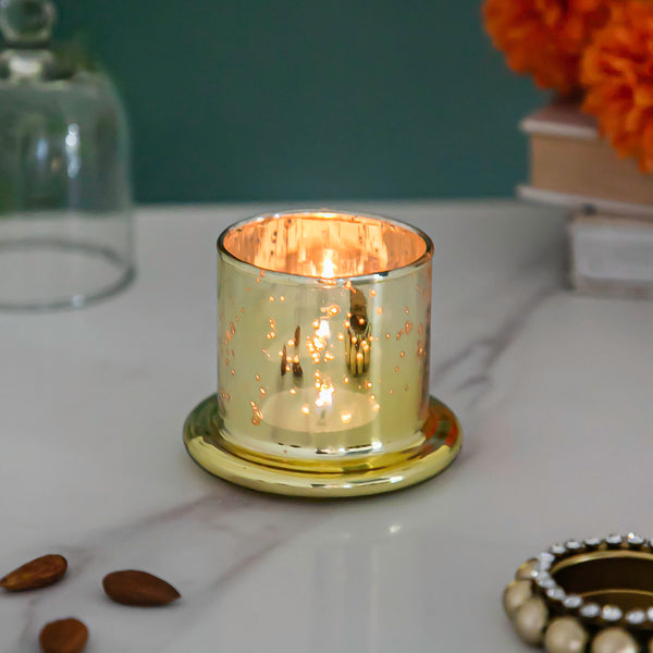 Bell Jar Glass Candle Holder Gold - Candle holder | Home decor