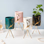 Auric Marble Black Planter with Stand Large - Indoor planters and flower pots | Home decor items