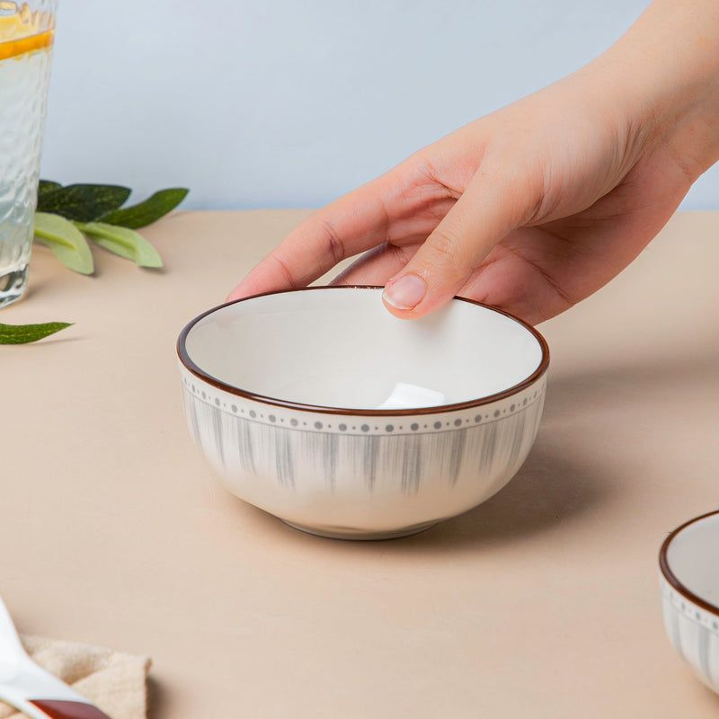 Dainty Patterned Dessert Bowl 250 ml - Bowl, soup bowl, ceramic bowl, snack bowls, curry bowl, popcorn bowls | Bowls for dining table & home decor