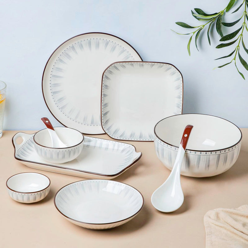 Dainty Patterned Ceramic Dinner Plate 10 Inch - Serving plate, snack plate, ceramic dinner plates| Plates for dining table & home decor