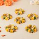 Yellow Rose Tea Light Holder Set Of 6