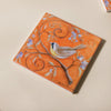 Vintage Bird Ceramic Coaster With Cork Base Orange Set Of 4