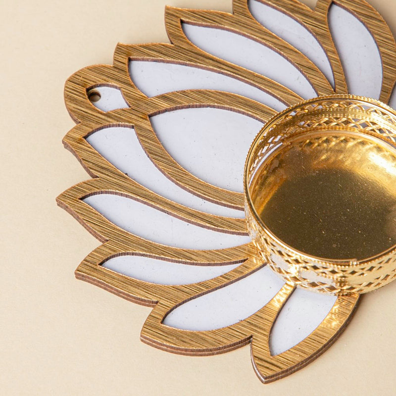 White Lotus Tea Light Holder Set Of 4 - Tealight candle holder | Home decor