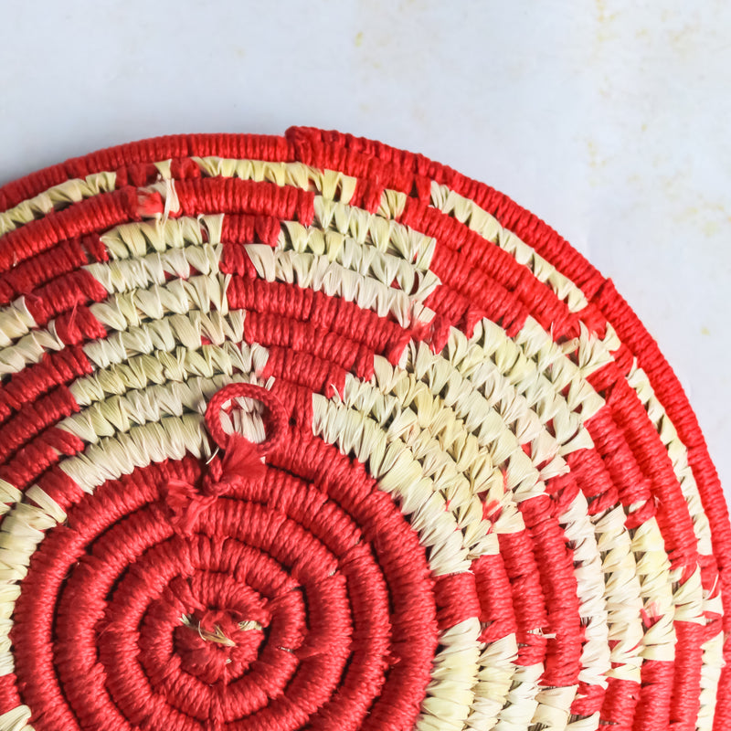 Red Patterned Handwoven Basket - Basket | Organizer