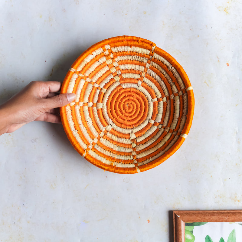 Orange Sabai Basket - Wall decoration for wall design | Room decor & home decoration items