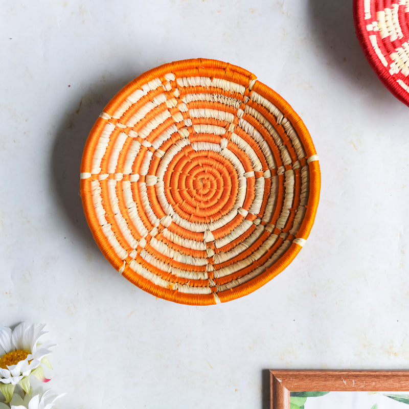 Orange Sabai Basket - Wall decoration for wall design | Room decor & home decoration items