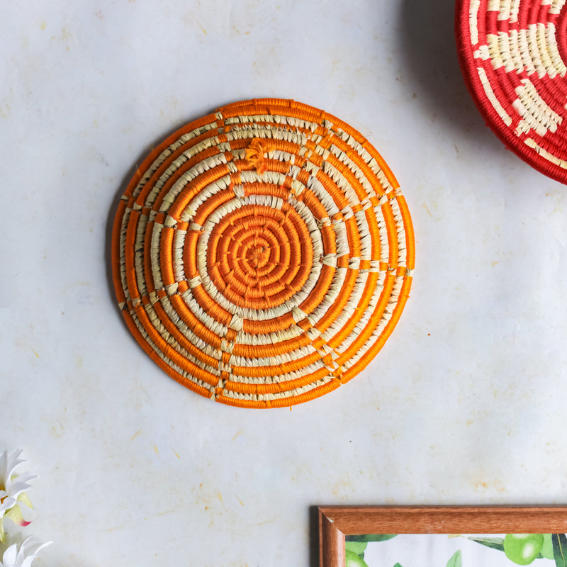Orange Sabai Basket - Wall decoration for wall design | Room decor & home decoration items