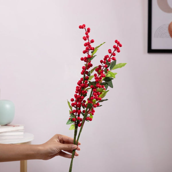 Artificial Berry Stem Set Of 2 - Artificial flower | Home decor item | Room decoration item