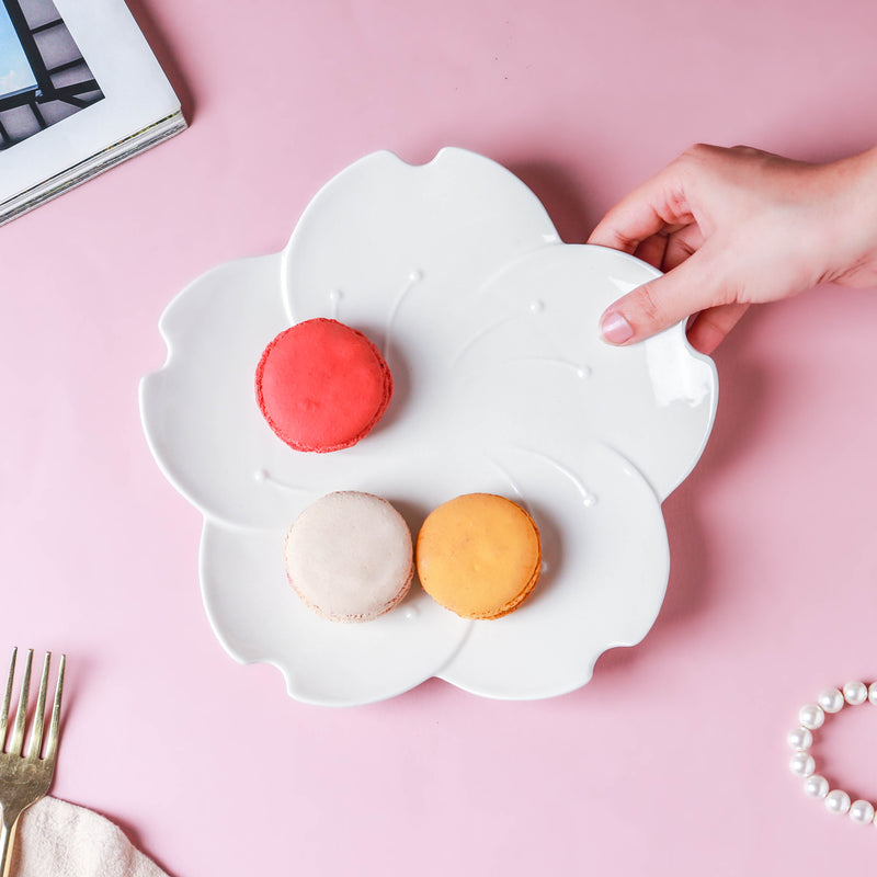 Lotus White Plate - Serving plate, snack plate, dessert plate | Plates for dining & home decor