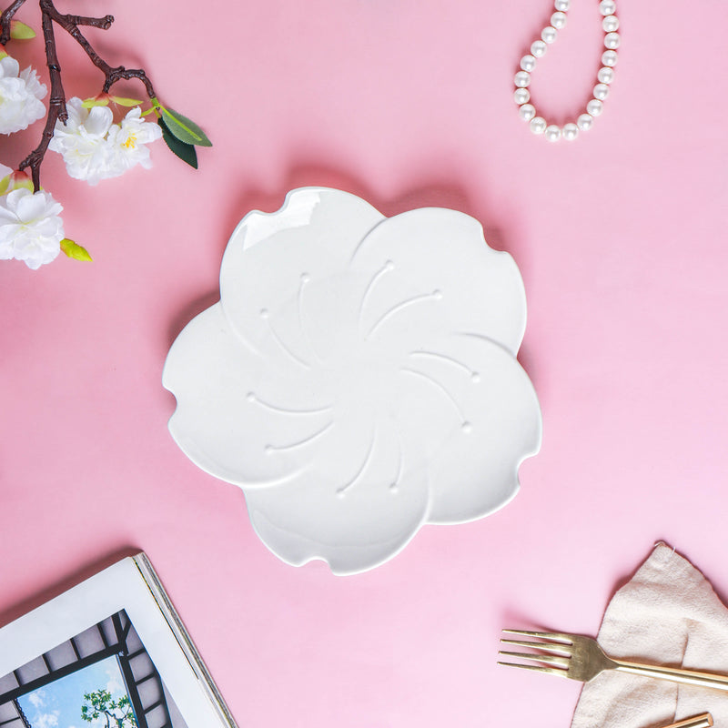Lotus White Plate - Serving plate, snack plate, dessert plate | Plates for dining & home decor
